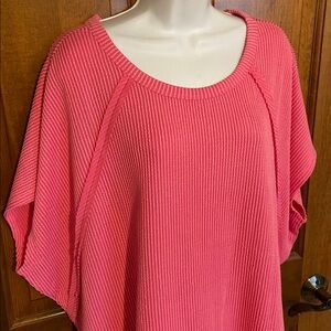 Andree ribbed textured knit versatile oversized piece bat short sleeves 1X